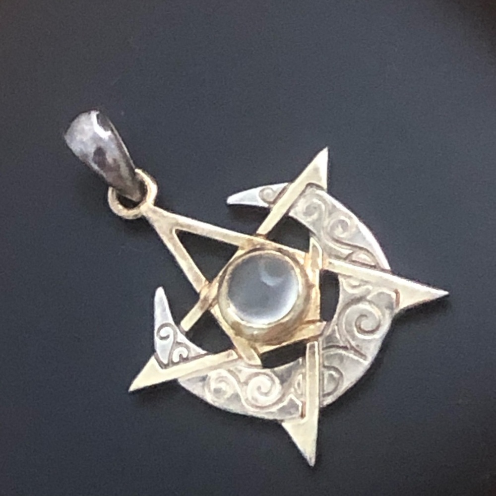 Paul Borda Sterling Moonstone Pendant Moon Star for Necklace 2002 - Picture 3 of 5